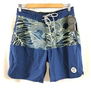 Drift Mens Board Shorts Trunks Leaf Print Lace Up